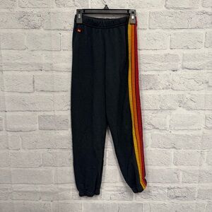 Aviator Nation Kids Dark Gray Sweatpants with Rainbow Stripes Size 10